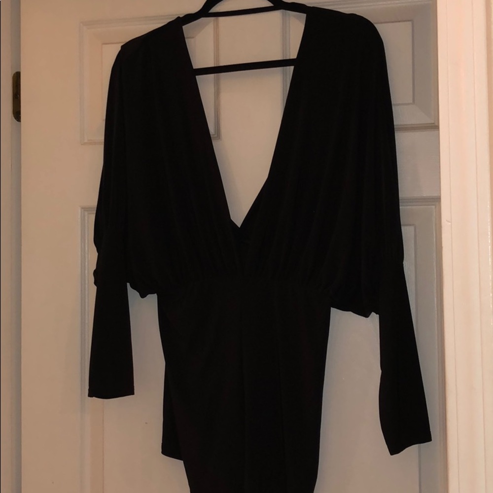 Boohoo black plunge jumpsuit